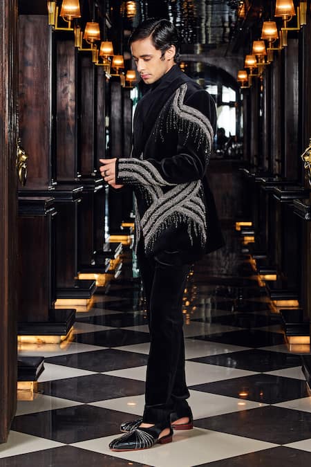 Mukti And Kavith Casa Noir Cascade Embellished Tuxedo Set 