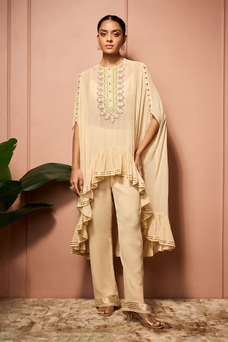 Neha Mehra Hand Embroidered Kaftan & Pant Set 