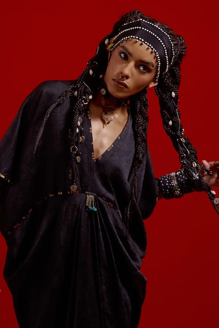 Buy_Aseem Kapoor_Cotton, Silk Beads, Embroidery, Tassels Open Neck Zuri Gilet _Online_at_Aza_Fashions