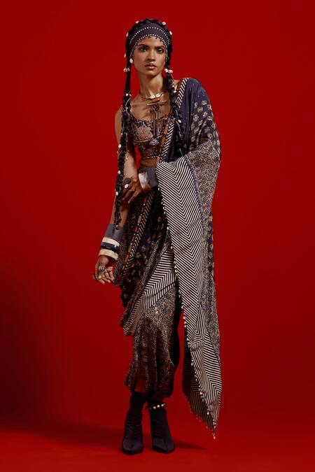 Buy_Aseem Kapoor_Twill Beads, Tassels, Embroidery Round Neck Kalpa Blouse 