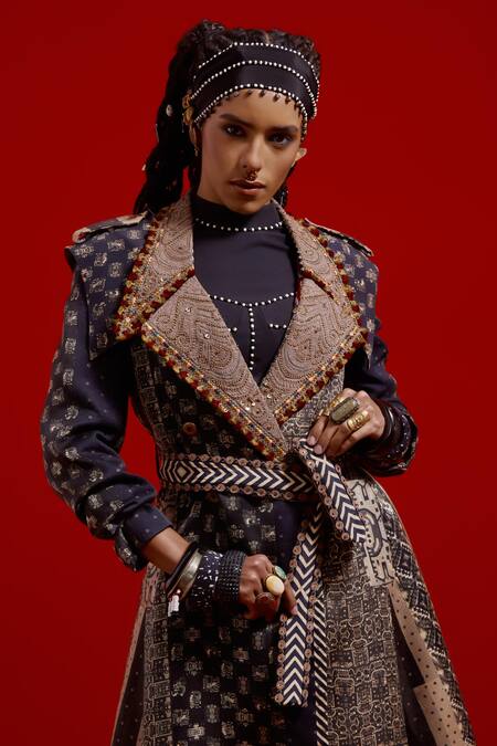 Buy Aseem Kapoor Black Beads, Embroidery High Neck Areej Blouse And Skirt Set Buy_Aseem Kapoor_Black Beads, Embroidery High Neck Areej Blouse And Skirt Set