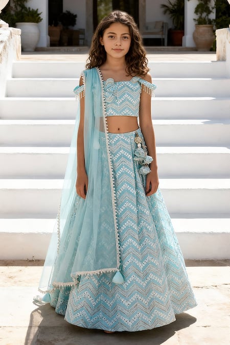 Fayon Kids Chevron Pattern Lehenga Set 