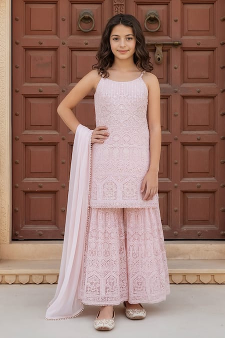 Fayon Kids Embroidered Kurta Sharara Set 