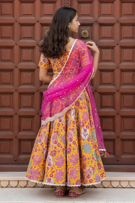 Fayon Kids Printed Lehenga Blouse Set 