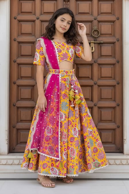 Fayon Kids Printed Lehenga Blouse Set 