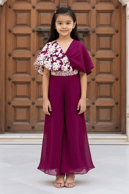 Fayon Kids Embroidered Draped Jumpsuit 