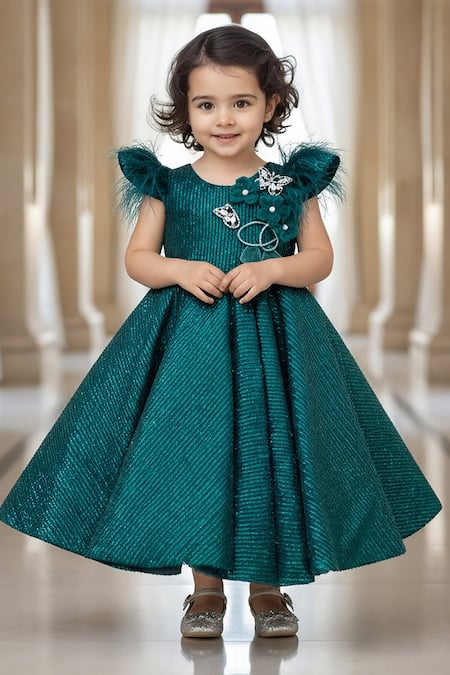 Fayon Kids Butterfly Applique Embroidered Gown