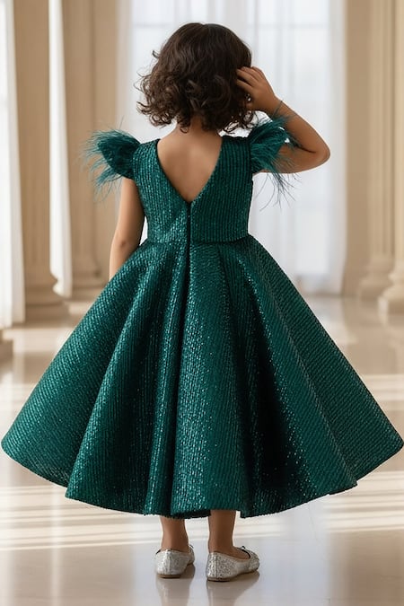 Fayon Kids Butterfly Applique Embroidered Gown