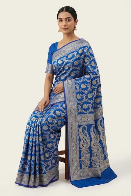 Naaritva India Paisley Banarasi Woven Saree With Running Blouse 