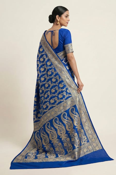 Naaritva India Paisley Banarasi Woven Saree With Running Blouse 