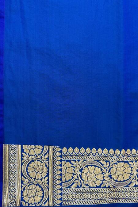 Shop_Naaritva India_Blue Silk Zari, Embroidery Paisley Banarasi Woven Saree With Running Blouse _Online_at_Aza_Fashions