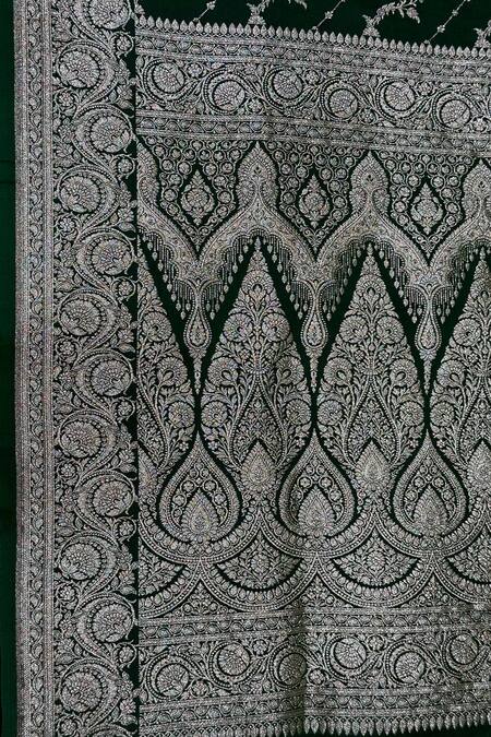 Shop_Naaritva India_Green Silk Zari Stripe Woven Saree With Running Blouse _Online_at_Aza_Fashions