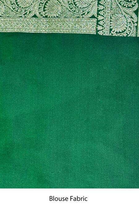 Naaritva India_Green Silk Zari Stripe Woven Saree With Running Blouse _at_Aza_Fashions