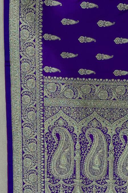 Shop_Naaritva India_Purple Zari Paisley Butta Woven Saree With Running Blouse _Online_at_Aza_Fashions
