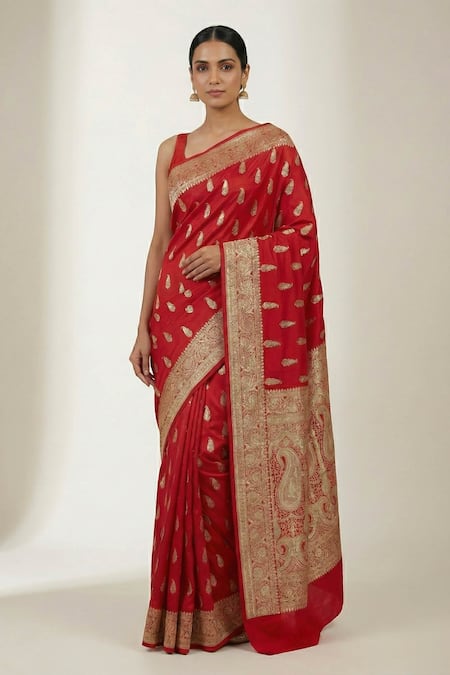 Naaritva India Paisley Banarasi Saree With Running Blouse