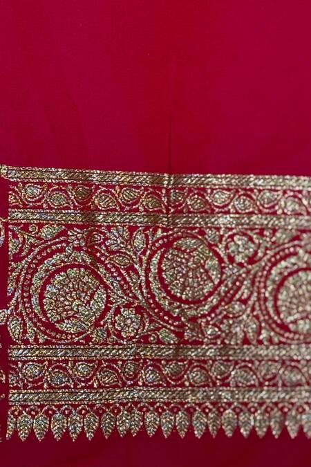 Shop_Naaritva India_Red Silk, Brocade Zari Paisley Banarasi Saree With Running Blouse _Online_at_Aza_Fashions
