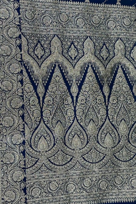 Buy_Naaritva India_Blue Silk Zari Flower Banarasi Saree With Running Blouse 