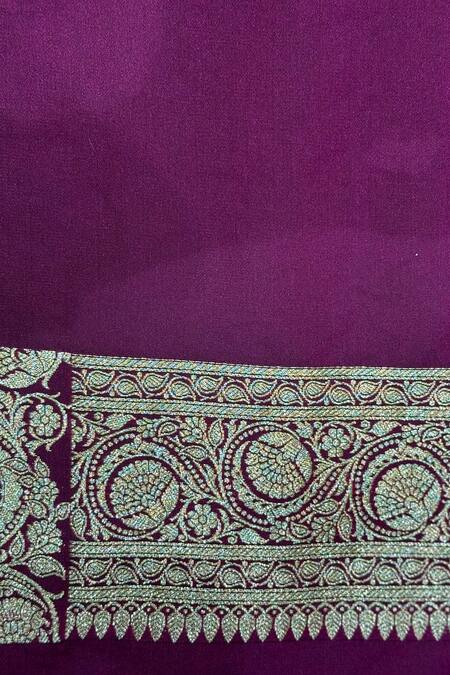 Buy_Naaritva India_Wine Silk Zari Stripe Pattern Saree With Running Blouse _Online_at_Aza_Fashions