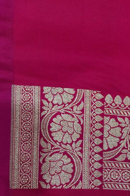 Buy_Naaritva India_Pink Silk Zari, Embroidery Florette Vine Saree With Running Blouse _Online_at_Aza_Fashions