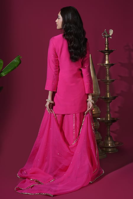 Komal Shah Geometric Jaal Embroidered Short Kurta Palazzo Set 