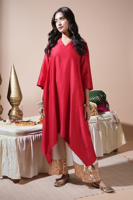 Komal Shah Chanderi Badla Hand Embroidered Kurta & Pant Set 