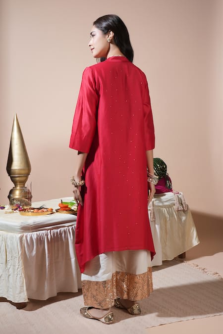 Komal Shah Chanderi Badla Hand Embroidered Kurta & Pant Set 