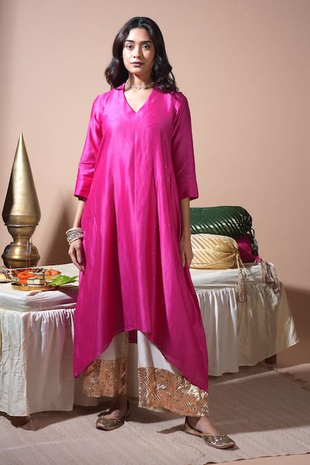 Komal Shah Chanderi Badla Embroidered Kurta & Lumpi Pant Set 