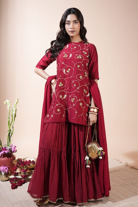 Komal Shah Floral Jaal Hand Embroidered Kurta Garara Set 