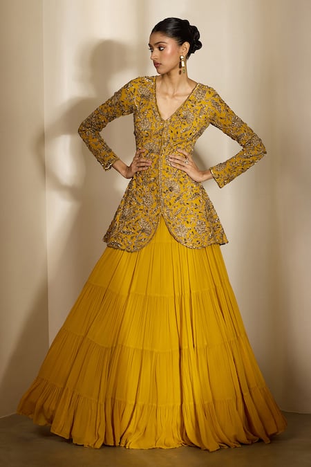 Shloka Khialani Raina Tiered Lehenga & Hand Embroidered Jacket Set 