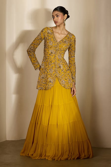 Shloka Khialani Raina Tiered Lehenga & Hand Embroidered Jacket Set 