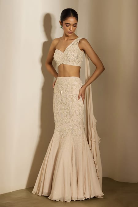 Shloka Khialani Este Abstract Floral Embellished Blouse & Fishtail Skirt 