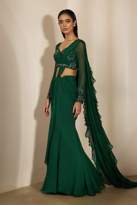 Shloka Khialani Maha Fishtail Pre-Draped Saree & Corset Blouse 