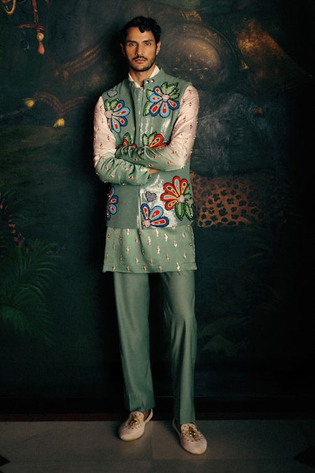 Papa Dont Preach Ombre Garden Ensemble Embroidered Bundi Set 