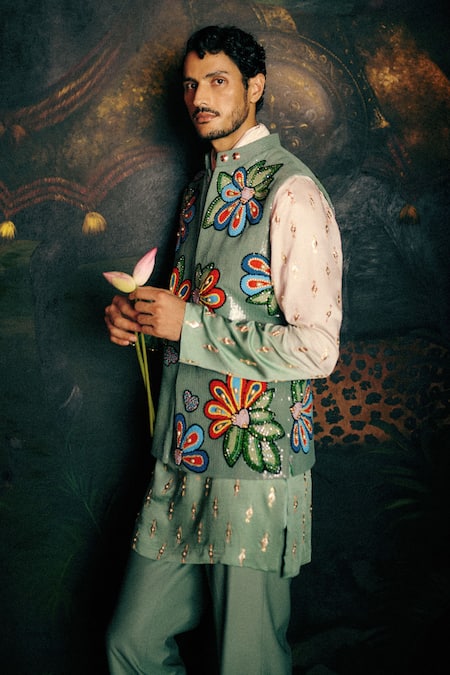 Papa Dont Preach Ombre Garden Ensemble Embroidered Bundi Set 