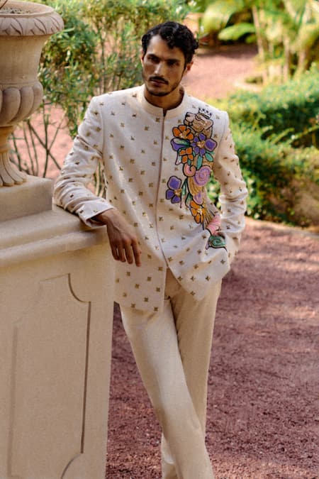 Papa Dont Preach Bloom Sequin Hand Embroidered Jacket & Pant Set 