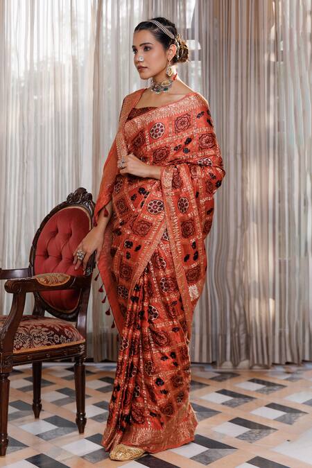 Buy Geroo Jaipur Peach Modal, Silk Zari, Checks Woven Saree With Unstitched Blouse Piece Online at Aza Fashions Buy_Geroo Jaipur_Peach Modal, Silk Zari, Checks Woven Saree With Unstitched Blouse Piece _Online_at_Aza_Fashions