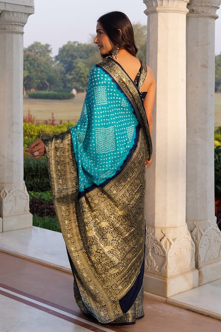 Geroo Jaipur Bandhani Saree With Unstitched Blouse Piece 