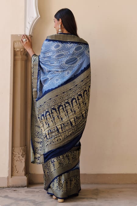 Geroo Jaipur Bandhani Pattern Saree With Unstitched Blouse Piece 