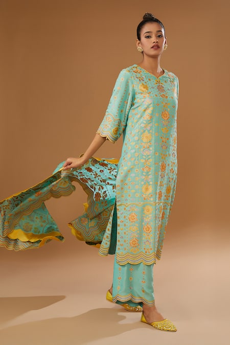 I Am Design Garden Print Kurta Pant Set 