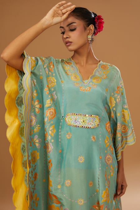 I Am Design Botanical Print Kaftan Pant Set 