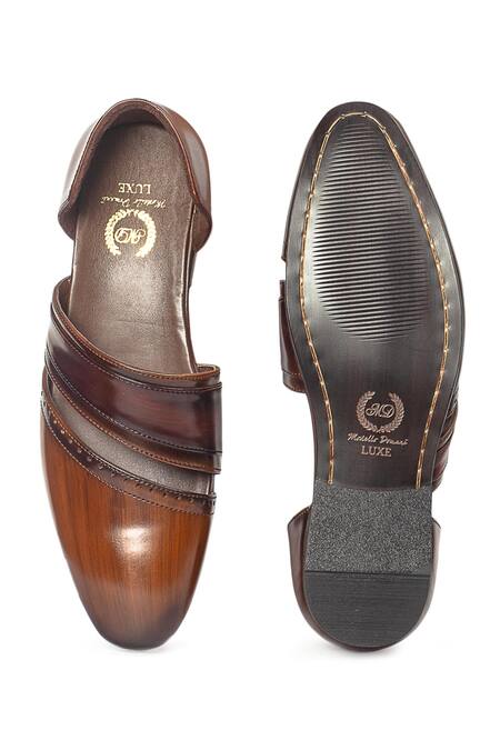 Buy_Domani_Brown Mirza Leather Brogue Shoes _Online_at_Aza_Fashions