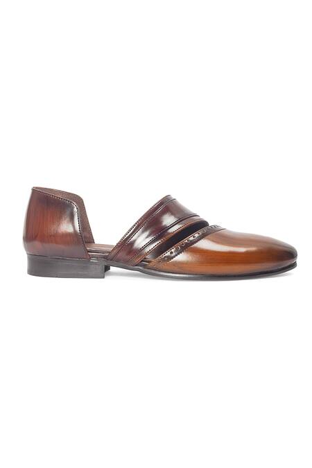 Shop_Domani_Brown Mirza Leather Brogue Shoes _Online_at_Aza_Fashions