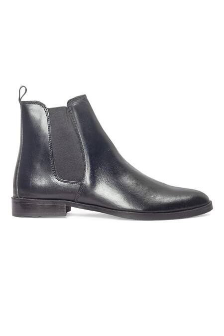 Domani_Black Chelsea Leather Boots _Online_at_Aza_Fashions