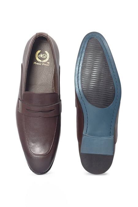 Shop_Domani_Brown Valencia Penny Loafers _Online_at_Aza_Fashions