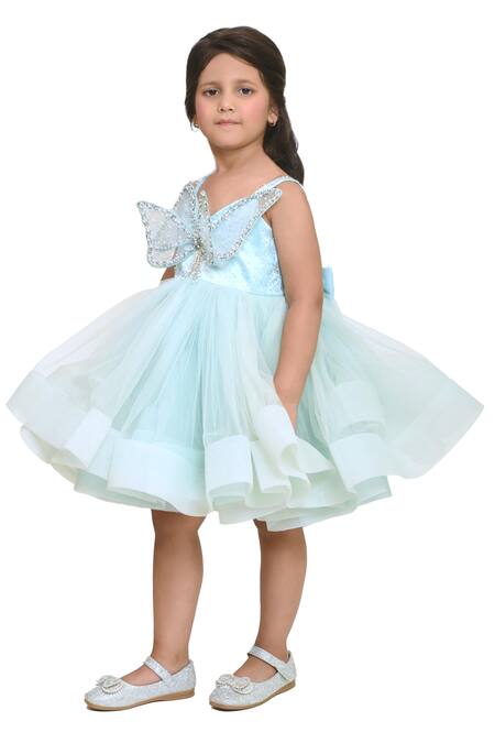 Shop_Pooja Wang_Aqua Net Sequins, Stones, Bows Butterfly Dior Dress _Online_at_Aza_Fashions