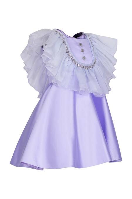Pooja Wang Lilac Gem Ruffled Dress 