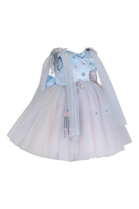 Shop_Pooja Wang_Sky Blue Net Beads, Sequins, Embroidery Mermaid Grace Dress _Online_at_Aza_Fashions