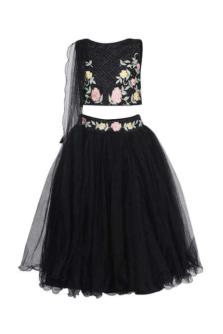 Pooja Wang Midnight Bloom Hand Embroidered Lehenga Set 