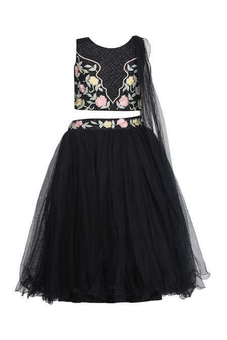 Pooja Wang Midnight Bloom Hand Embroidered Lehenga Set 