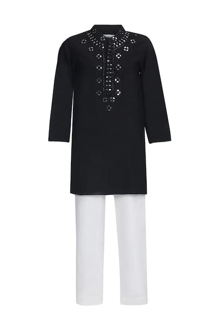 Pooja Wang Serene Style Mirror Work Kurta & Pyjama Set 